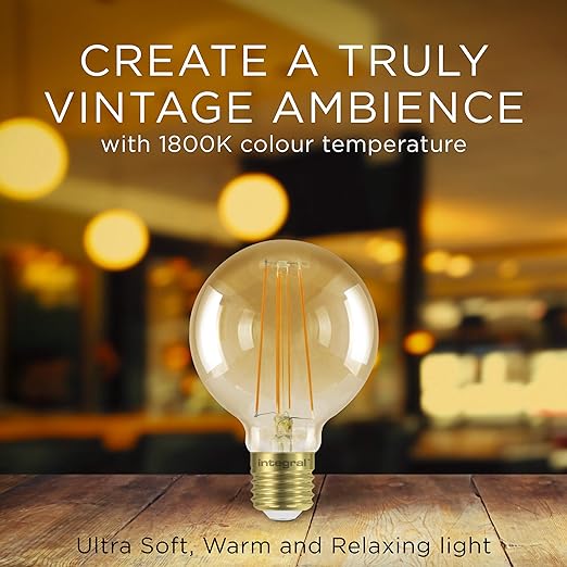 Integral LED SUNSET G80 Bulb B22 380Lm 5W 1800K Dimmable 300 Beam Amber Integral