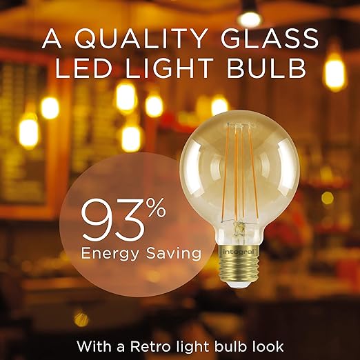 Integral LED SUNSET G80 Bulb B22 380Lm 5W 1800K Dimmable 300 Beam Amber Integral