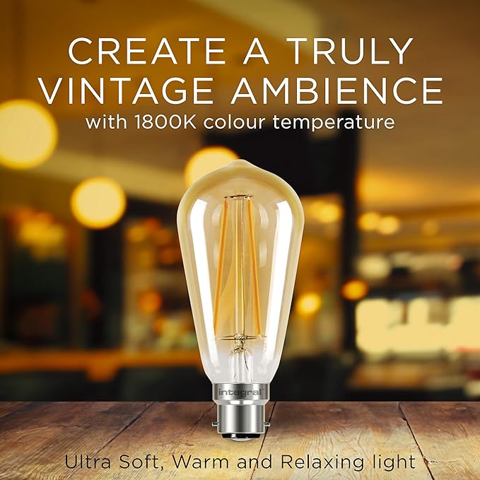 Integral LED SUNSET ST64 Bulb B22 170Lm 2.5W 1800K Non-Dimmable 300 Beam Amber Integral