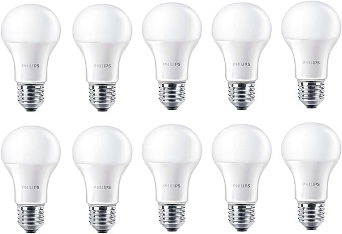 Philips Pack of 10 LED 12.5W - 100W Equivalent Frosted A60 Light Bulbs E27 Edison Screw - Cool White (4000K), Non Dimmable, 1521 Lumen, 80+ CRI [Energy Class E]