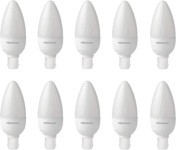 Pack of 10 MEGAMAN LED 3.5W Candle Light Bulbs Opal B15 SBC 2800K Warm White 250lm 25W Halogen Bulbs Replacement, 15000hr Lamp Life [Energy Class A+] - 10pack