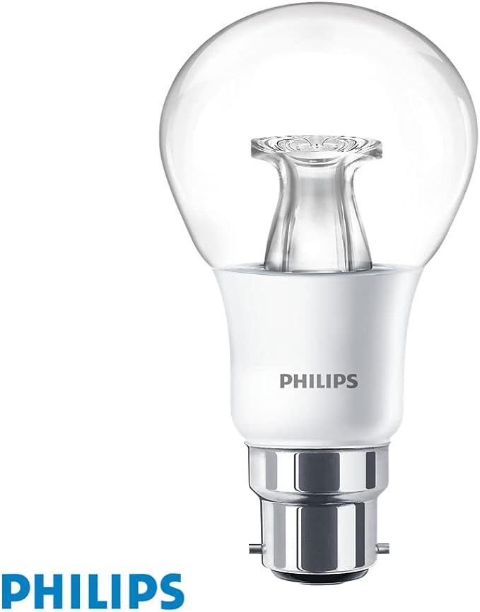 Philips Master Plastic LED 5.5W (40W) A60, B22 Bayonet Cap Bulb, Warm White, Dim Tone, Clear