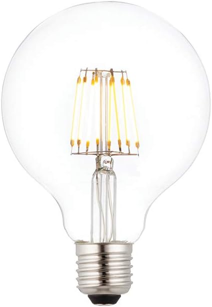 Saxby LED 6W (60W Replacement) G95 Filament Globe, Dimmable,E27 ES Edison Screw, 2700k Warm White, 810 Lumen, 15000 Hours, Clear Lamp