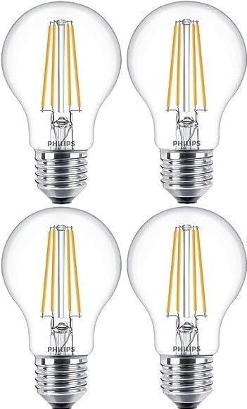 Philips LED Premium Corepro A60 Light Bulbs 10 Pack [E27 Edison Screw] 7W - 60W Equivalent - Warm White (2700K), Non Dimmable, 806 Lumen, 80+ CRI - 4pack