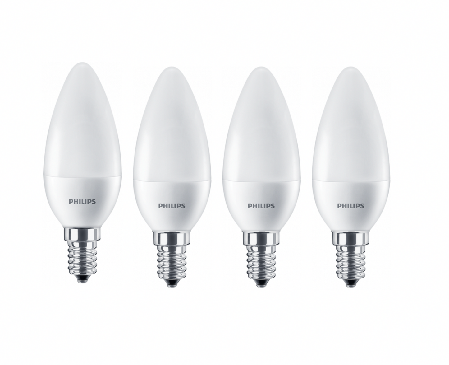 Philips CorePro LED 7W (60W Replacement) B38 Candle Non-Dim,E14 SES Small Edison Screw, 2700k Warm White, 806 Lm, 15000 Hours, Frosted Lamp - 4pack